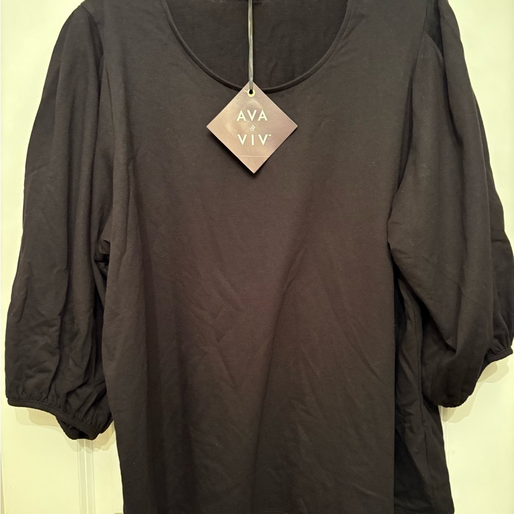AVA & VIV Women's  three-quarter length sleeve shirt-black
